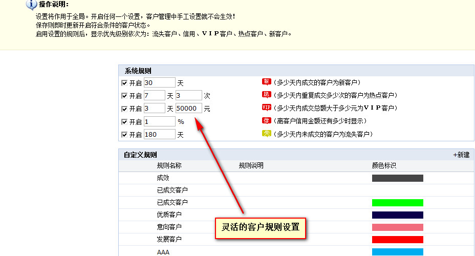 客户规则设置